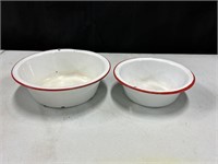 Red & White Enamel Bowls