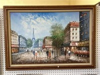 Beautiful original painting on canvas of a street