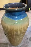 Large multi colored glazed pottery vase 28 inches
