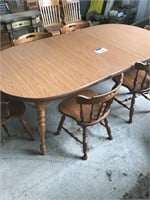 DINING TABLE, 2 LEAVES, 6 CHAIRS