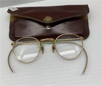 Vintage gold filled reading glasses with case