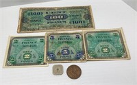 Collection of foreign currency - French francs,