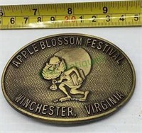 Vintage Apple Blossom Festival belt buckle