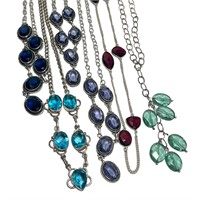 6 Colored Stone Necklaces - Blues & Reds