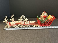 1960s plastic Santa w/sleigh & (4) reindeer