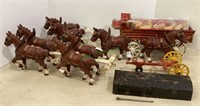 Cast iron includes eight Clydesdale horses with