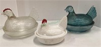Hen on nest candy dishes - largest is measuring 5