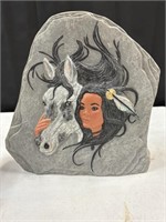 Ceramic Hand Painted Native American Horse Decor