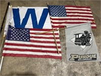 2 American Flag, Cubs W, Purdue Porch Flags