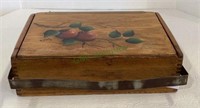 Vintage wooden dovetailed box with attached metal