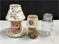 Candle Holders & Atlas Glass Jar w/ Lid