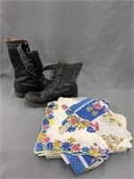 Vintage Child's Boots with Handkerchiefs