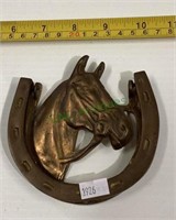 Vintage brass horse head and horse shoe door