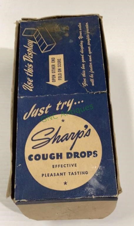 Vintage Sharps cough drops vending box with
