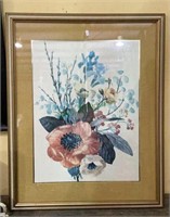 Nice matted and framed print of flowers measures