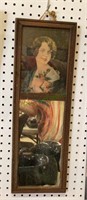 Antique mirror with vintage photo of a woman on