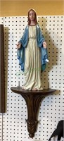 Large Madonna on wall shelf entire piece measures
