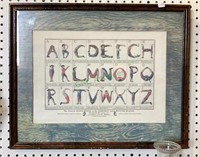 Framed and matted print of the alphabet as