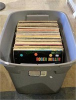 Large plastic tub full of LPs includes artists