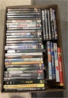 Box of DVDs includes titles such as west side