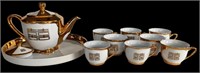Porcelain Gold & White Tea Set
