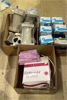 Three boxes of dental office supplies includes