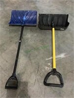 Pair of two very nice heavy duty snow shovels.