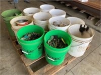 11pcs- 5 gal. buckets w/ nails & related hardware