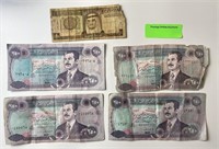 Vintage Iraq Dinar (Saddam Hussein) and Saudi
