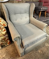 Vintage Gray Wingback Armchair