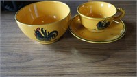 3 Pc Rooster Set of Dishes made in Italy / Horchow