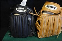 Collection of 2 Child's Franklin Baseball Gloves