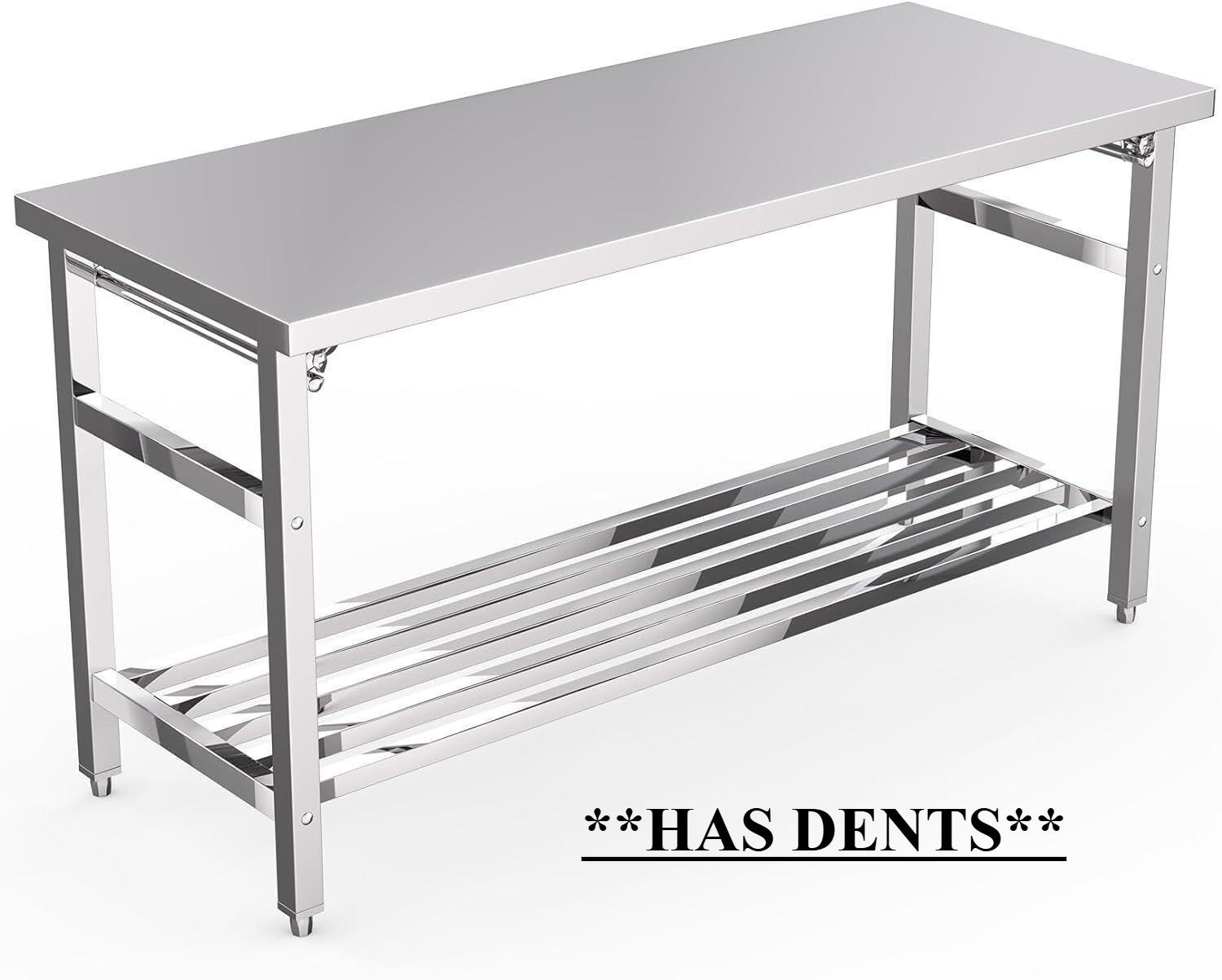 (dents)Stainless Steel Folding Work Table, 24"x60"