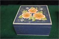 Blue Trinket Box w/flowers