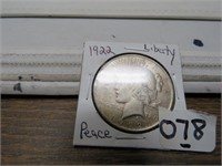 1922  Silver Peacse Dollar  VF