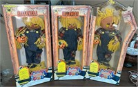 (3) NIB 1993 Animated Halloween Scarecrow Figures