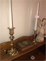 Angel ~ Brass Candle Sticks & Decor in Shelf