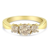 10k Gold 1.01ct Champagne Diamond 3-stone Ring