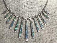 Sterling Silver & Inlaid Opal Southwest Necklace