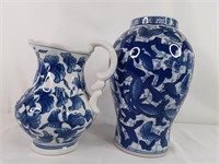 Chinoiserie-style Vase & Pitcher