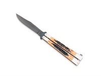 Bear & Son 3.5" Black India Stag Bone Clip Knife
