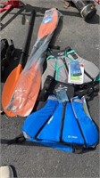 2 SETS OF OARS & LIFE JACKETS