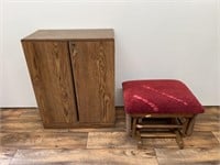 Locking Cabinet with Key and Rocking Ottoman