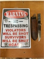 Sign and Knife with Leather Holster