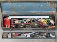 Toolbox, wrenches, handsaw, screwdrivers, Level