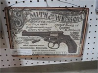 TIN SMITH & WESSON PISTOL SIGN