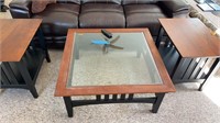 ETHAN ALLEN COFFEE TABLE & 2 END TABLES