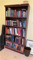 6FT TALL WOODEN BOOKSHELF AND CONTENTS