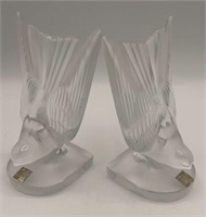 Lalique Crystal dove book ends
