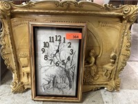 VINTAGE CLOCK & LARGE AS IS PLASTER WALL DECOR